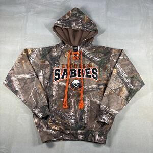 Buffalo Sabres Realtree Camo Lace‎ Up Hoodie NHL Pullover Mens Small S